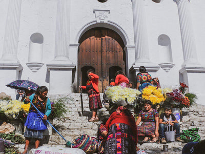 The textile market of Chichicastenango in Guatemala