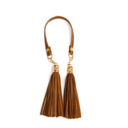 LEATHER DOUBLE POM POM - LIGHT BROWN - Mayalla